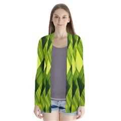 Leaves Grass Woven Drape Collar Cardigan by artworkshop