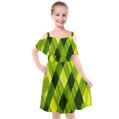 Leaves Grass Woven Kids  Cut Out Shoulders Chiffon Dress by artworkshop