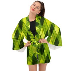 Leaves Grass Woven Long Sleeve Kimono by artworkshop