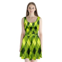 Leaves Grass Woven Split Back Mini Dress  by artworkshop