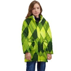 Leaves Grass Woven Kid s Hooded Longline Puffer Jacket by artworkshop