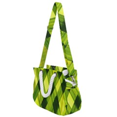 Leaves Grass Woven Rope Handles Shoulder Strap Bag by artworkshop