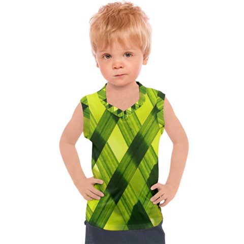 Leaves Grass Woven Kids  Sport Tank Top by artworkshop