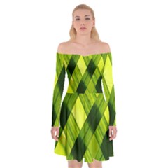 Leaves Grass Woven Off Shoulder Skater Dress by artworkshop