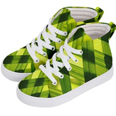 Leaves Grass Woven Kids  Hi-top Skate Sneakers by artworkshop