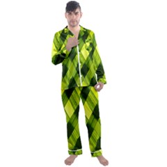 Leaves Grass Woven Men s Long Sleeve Satin Pajamas Set by artworkshop