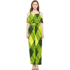 Leaves Grass Woven Draped Sleeveless Chiffon Jumpsuit by artworkshop