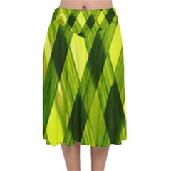 Leaves Grass Woven Velvet Flared Midi Skirt by artworkshop