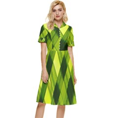 Leaves Grass Woven Button Top Knee Length Dress