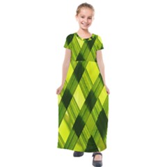 Leaves Grass Woven Kids  Short Sleeve Maxi Dress by artworkshop