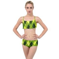 Leaves Grass Woven Layered Top Bikini Set