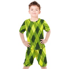 Leaves Grass Woven Kids  Tee And Shorts Set by artworkshop