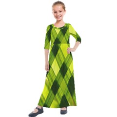 Leaves Grass Woven Kids  Quarter Sleeve Maxi Dress by artworkshop