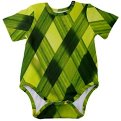 Leaves Grass Woven Baby Short Sleeve Onesie Bodysuit by artworkshop