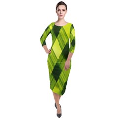 Leaves Grass Woven Quarter Sleeve Midi Velour Bodycon Dress by artworkshop