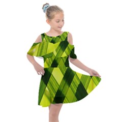 Leaves Grass Woven Kids  Shoulder Cutout Chiffon Dress by artworkshop