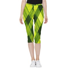 Leaves Grass Woven Inside Out Lightweight Velour Capri Leggings  by artworkshop