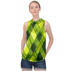 Leaves Grass Woven High Neck Satin Top by artworkshop