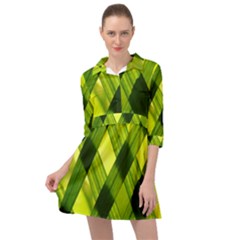 Leaves Grass Woven Mini Skater Shirt Dress by artworkshop