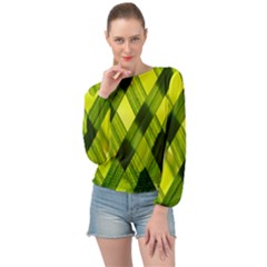 Leaves Grass Woven Banded Bottom Chiffon Top by artworkshop