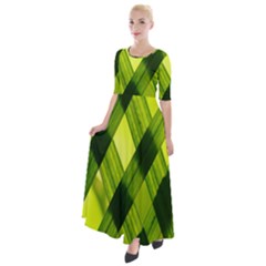 Leaves Grass Woven Half Sleeves Maxi Dress by artworkshop