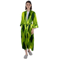 Leaves Grass Woven Maxi Satin Kimono by artworkshop