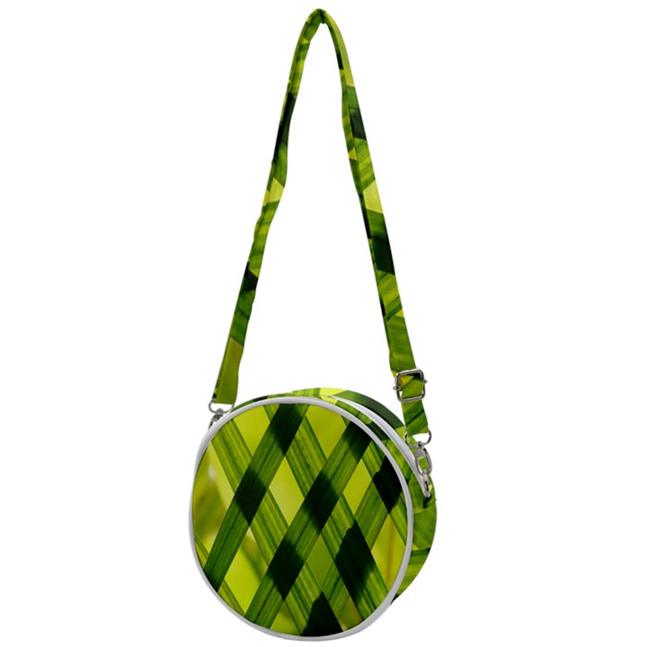 Leaves Grass Woven Crossbody Circle Bag