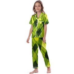 Leaves Grass Woven Kids  Satin Short Sleeve Pajamas Set by artworkshop