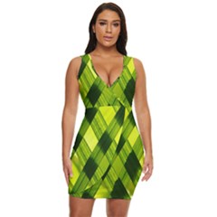 Leaves Grass Woven Draped Bodycon Dress