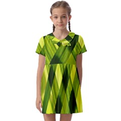 Leaves Grass Woven Kids  Asymmetric Collar Dress by artworkshop