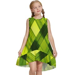 Leaves Grass Woven Kids  Frill Swing Dress