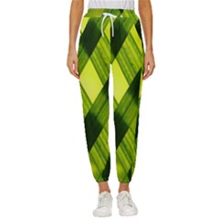 Leaves Grass Woven Cropped Drawstring Pants by artworkshop