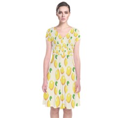 Lemon Short Sleeve Front Wrap Dress by artworkshop