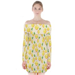 Lemon Long Sleeve Off Shoulder Dress by artworkshop