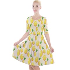 Lemon Quarter Sleeve A-line Dress by artworkshop