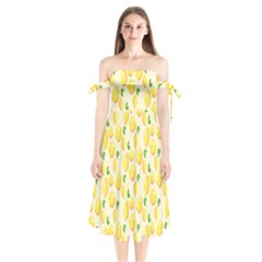 Lemon Shoulder Tie Bardot Midi Dress by artworkshop