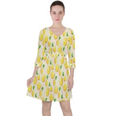 Lemon Quarter Sleeve Ruffle Waist Dress by artworkshop