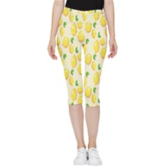 Lemon Inside Out Lightweight Velour Capri Leggings  by artworkshop