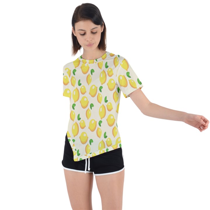 Lemon Asymmetrical Short Sleeve Sports Tee