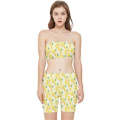 Lemon Stretch Shorts And Tube Top Set by artworkshop