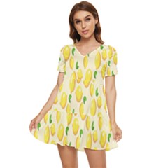 Lemon Tiered Short Sleeve Babydoll Dress