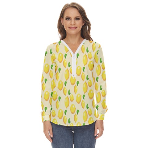 Lemon Zip Up Long Sleeve Blouse by artworkshop