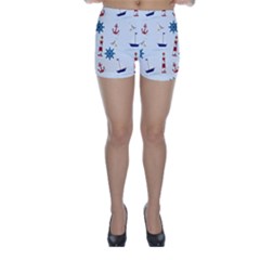 Lighthouse Sail Boat Seagull Skinny Shorts by artworkshop