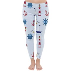 Lighthouse Sail Boat Seagull Classic Winter Leggings by artworkshop