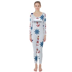 Lighthouse Sail Boat Seagull Long Sleeve Catsuit by artworkshop