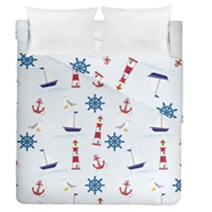 Lighthouse Sail Boat Seagull Duvet Cover Double Side (queen Size) by artworkshop