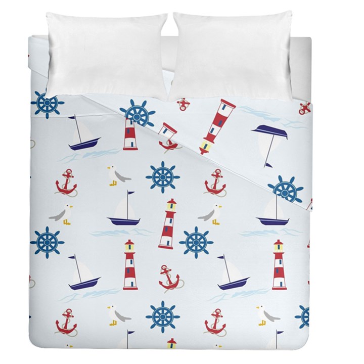 Lighthouse Sail Boat Seagull Duvet Cover Double Side (Queen Size)