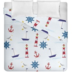 Lighthouse Sail Boat Seagull Duvet Cover Double Side (king Size) by artworkshop