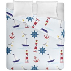 Lighthouse Sail Boat Seagull Duvet Cover Double Side (california King Size) by artworkshop