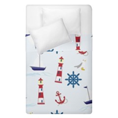 Lighthouse Sail Boat Seagull Duvet Cover Double Side (single Size) by artworkshop